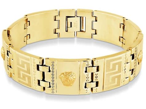 versace 18k gold bracelet|versace gold bracelet men.